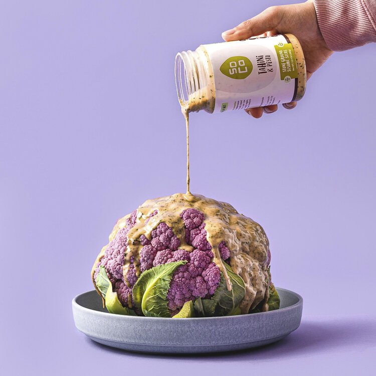 Tahini Pesto on Cauliflower.